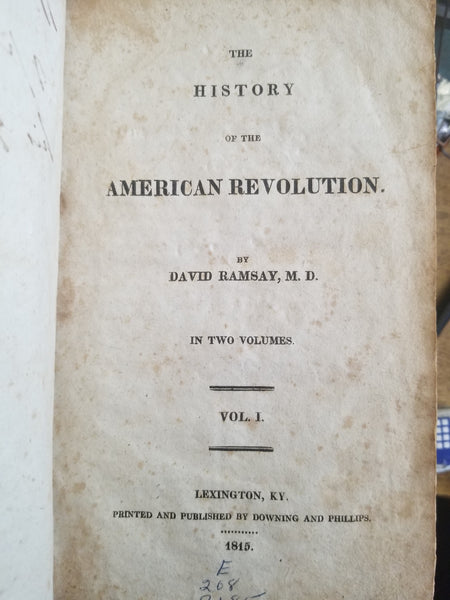 THE HISTORY OF THE AMERICAN REVOLUTION VOLUME 1