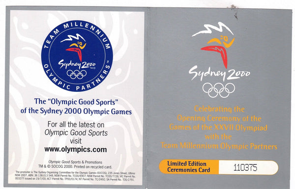 7 TICKETS OLYMPIC GAMES OPENING CEREMONY SEPT. 15, 2000