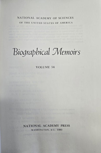 BIOGRAPHICAL MEMOIRS VOLUME 54