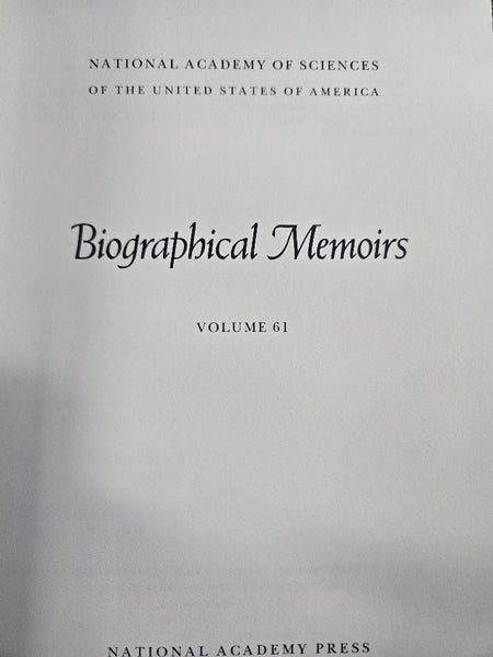 BIOGRAPHICAL MEMOIRS VOLUME 61