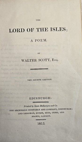 THE LORD OF THE ISLES, A POEM