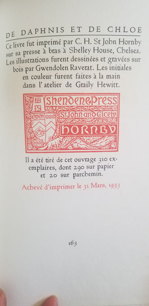 LES AMOURS PASTORALES DE DAPHNIS ET CHLOE.
