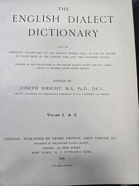 THE ENGLISH DIALECT DICTIONARY 6 VOL. SET