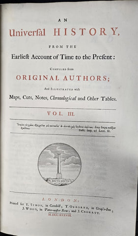 AN UNIVERSAL HISTORY FROM THE EARLIEST ACCOUNT OF TIME TO THE PRESENT VOL. III