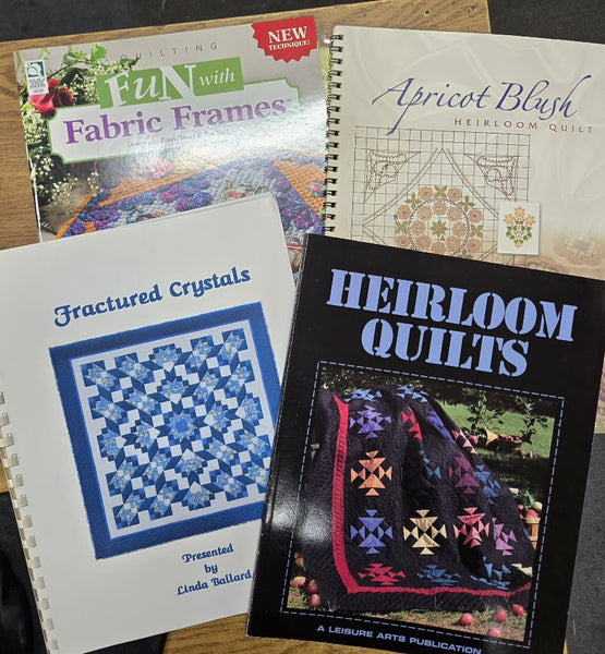 LOT OF 4 QUILTING BOOKS INCLUDING FRACTURED CRYSTALS 3-BLOCK QUILT