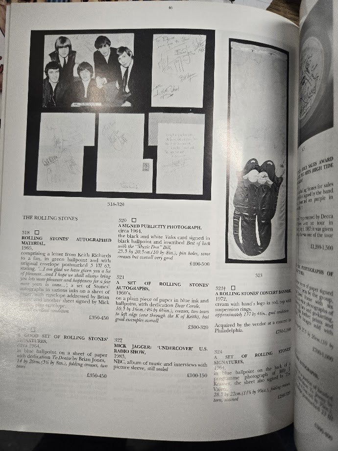 SOTHERBY'S Rock'n'Roll Memorabiliaカタログ SOTHEBY'S ROCK 'N' ROLL MEMORABILIA LONDON Wednesday 13Th