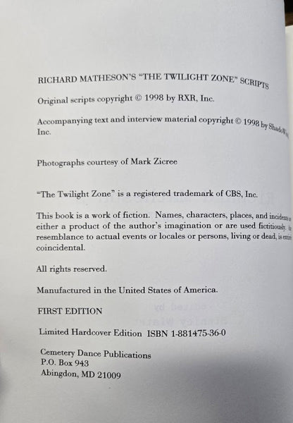 RICHARD MATHESON'S THE TWILIGHT ZONE SCRIPTS