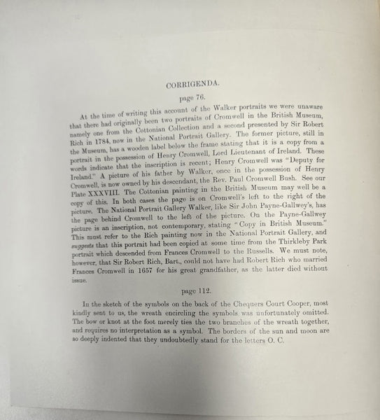 THE PORTRAITURE OF OLIVER CROMWELL WITH SPECIAL REFERENCE TO THE WILKINSON HEAD