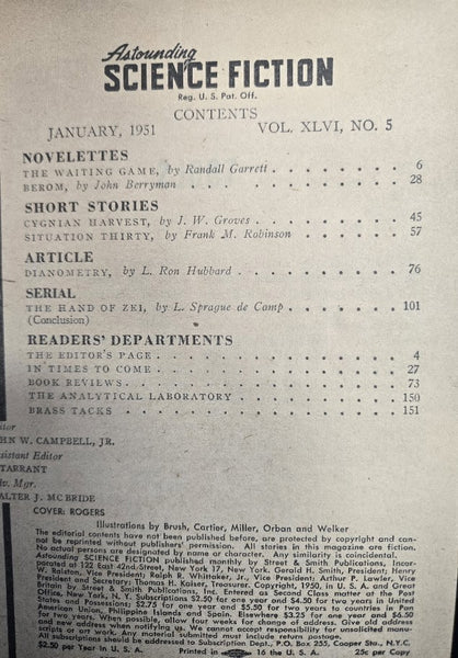 ASTOUNDING SCIENCE FICTION MAGAZINE, JANUARY 1951