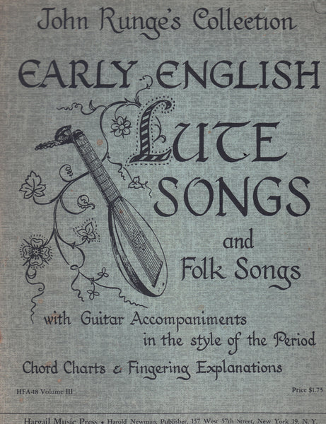 JOHN RUNGE'S COLLECTION EARLY ENGLISH LUTE SONGS AND FOLK SONGS- H-118