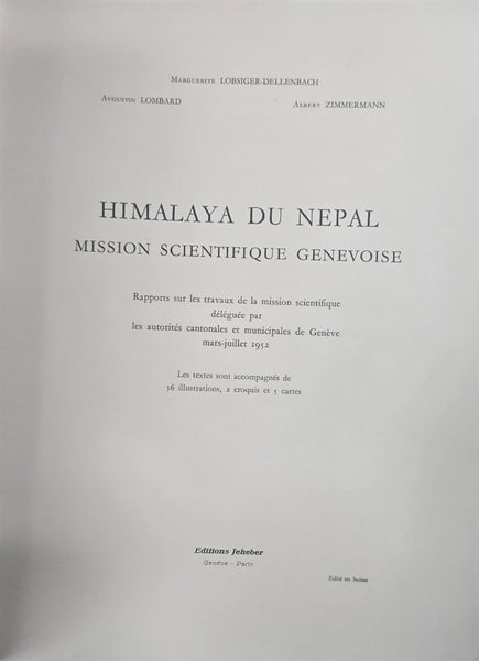 HIMALAYA DU NEPAL MISSION SCIENTIFIQUE GENEVOISE