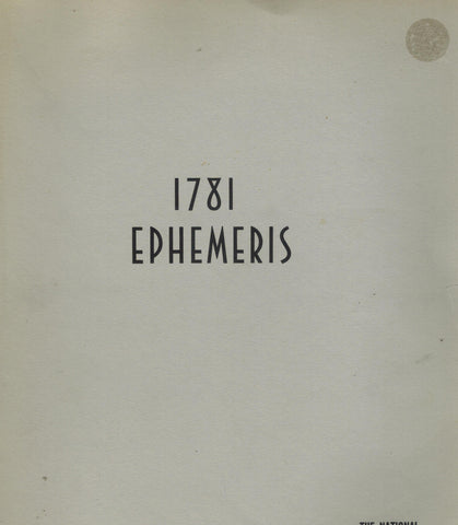 Ephemeris, 1781