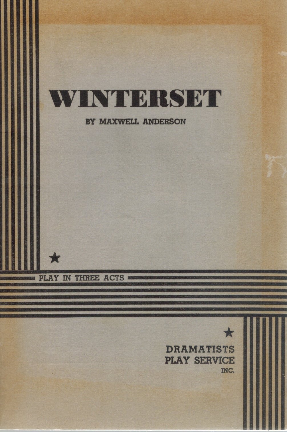 WINTERSET.  by Anderson, Maxwell &  Maxwell Anderson