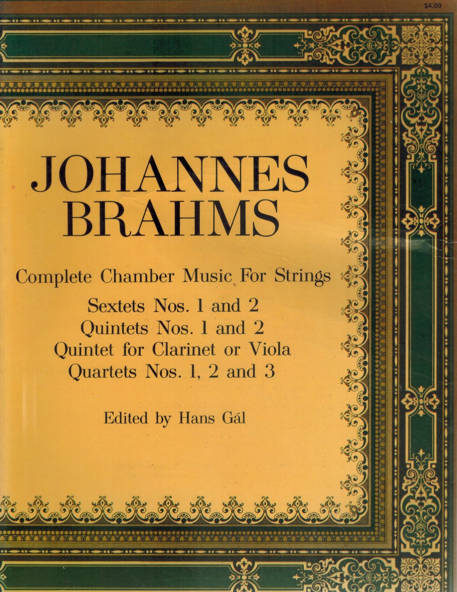 COMPLETE CHAMBER MUSIC FOR STRINGS AND CLARINET QUINTET SCORE  by Gal, Hans