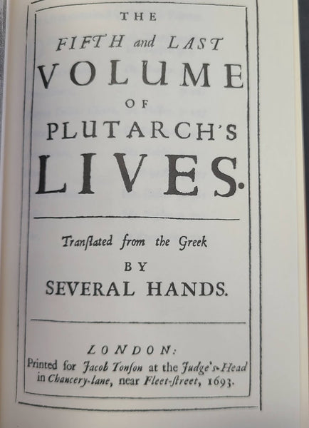 PLUTARCH'S LIVES OF THE NOBLE GREEKS AND ROMANS IN 5 VOLUMES