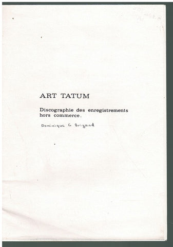 ART TATUM: DISCOGRAPHIE DES ENREGISTREMENTS HORS COMMERCE