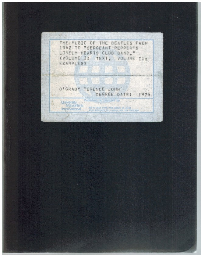 THE MUSIC OF THE BEATLES FROM 1962 TO "SERGEANT PEPPER'S LONELY HEARTS CLUB BAND."