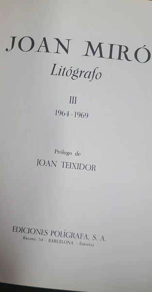 JOAN MIRO LITOGRAFO III 1964-1969